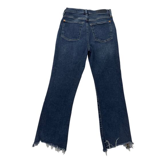 7 for All Mankind Flare Jeans Women’s 27 Vintage Blue High Waist Distressed Hem - Picture 2 of 16